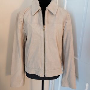 Quince Beige Suede Bomber Jacket
